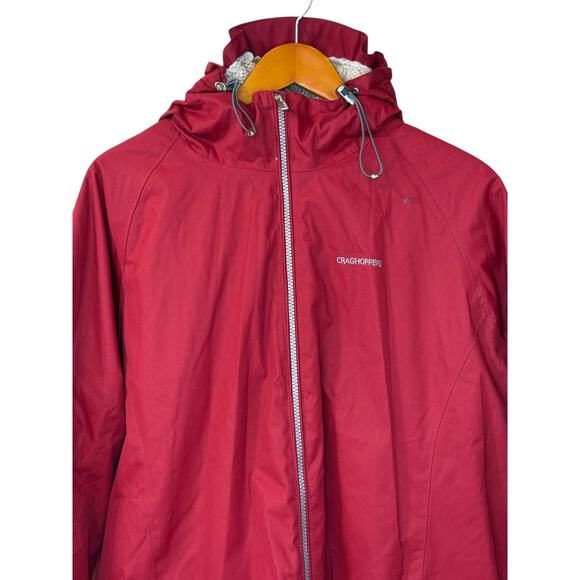 Craghoppers Anza Jacket XXL 14 Women Red Gorpcore Waterproof Hooded Wind Resist - Picture 2 of 9